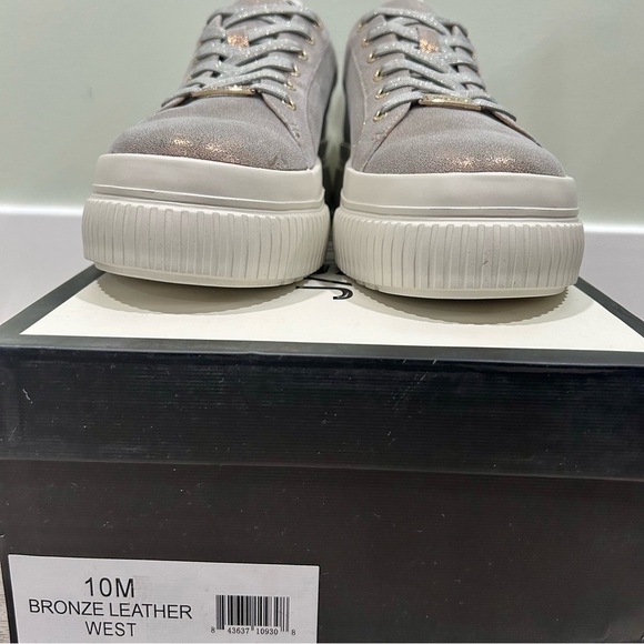 NIB J/SLIDES NYC West Bronze Leather Sneaker Shoes White Platform Soles Size 10M - Picture 3 of 13